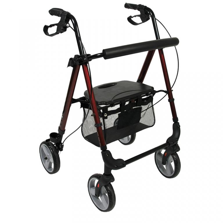 Rollator 4 roues Boston rouge - Hapi mdical