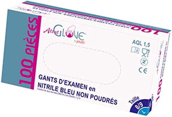 gants nitrile bleus non poudr�s -hapi m�dical -cherbourg
